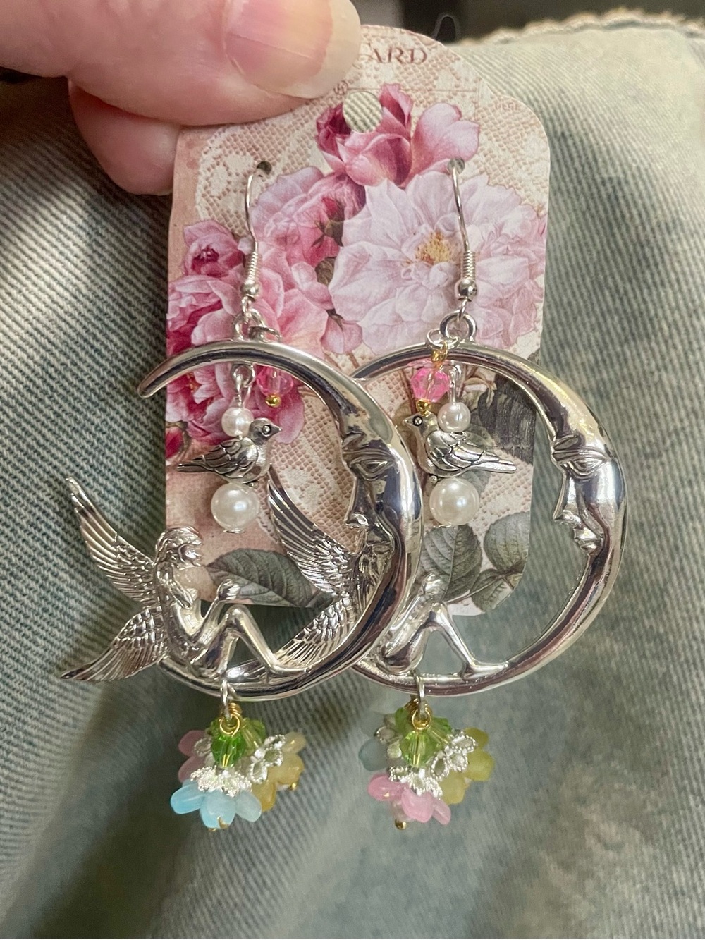 Moon Fairy Earrings Hand Crafted OOAK - Picture 7 of 8